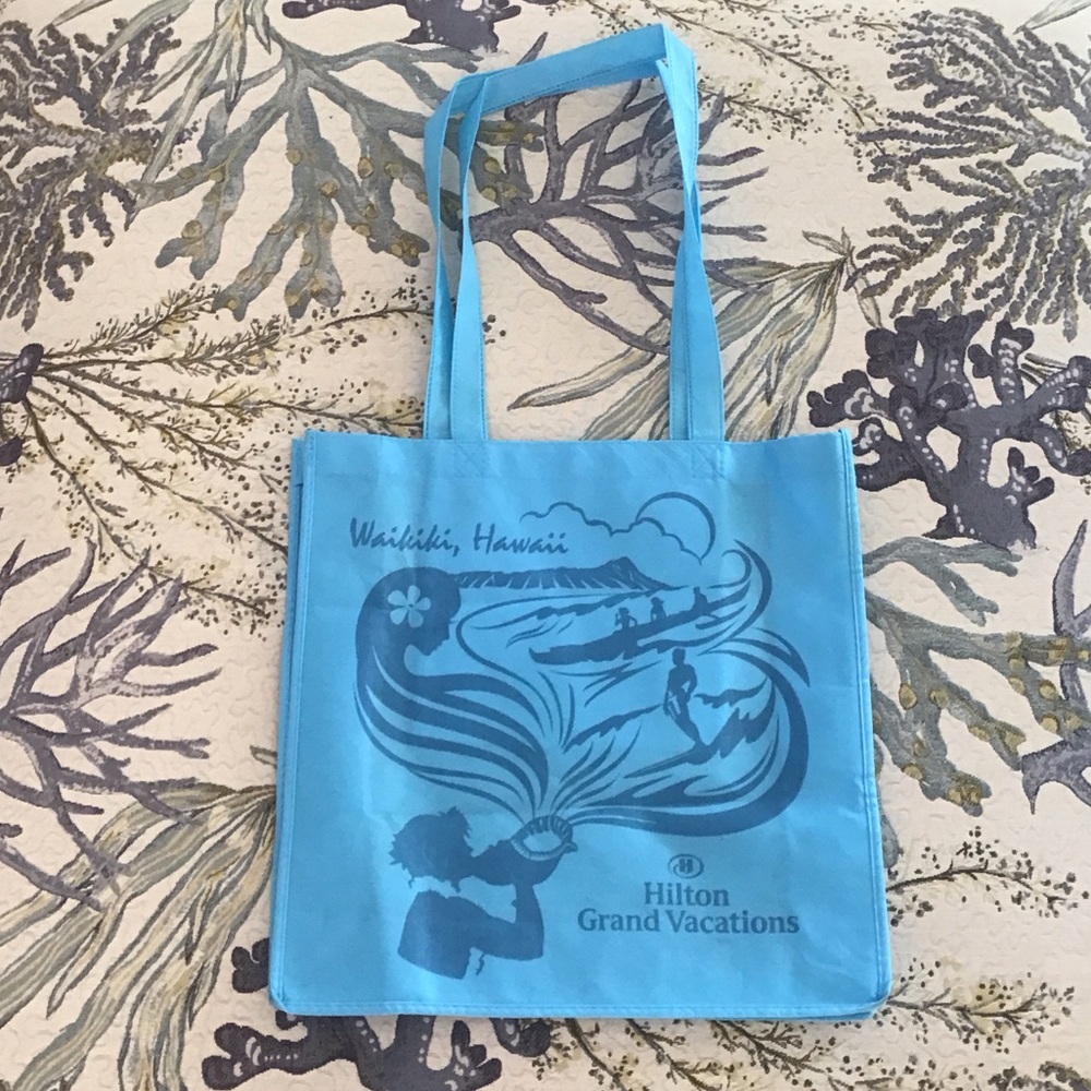 Waikiki Hawaii Hilton Grand Vacations Reusable Tote Bag, Blue